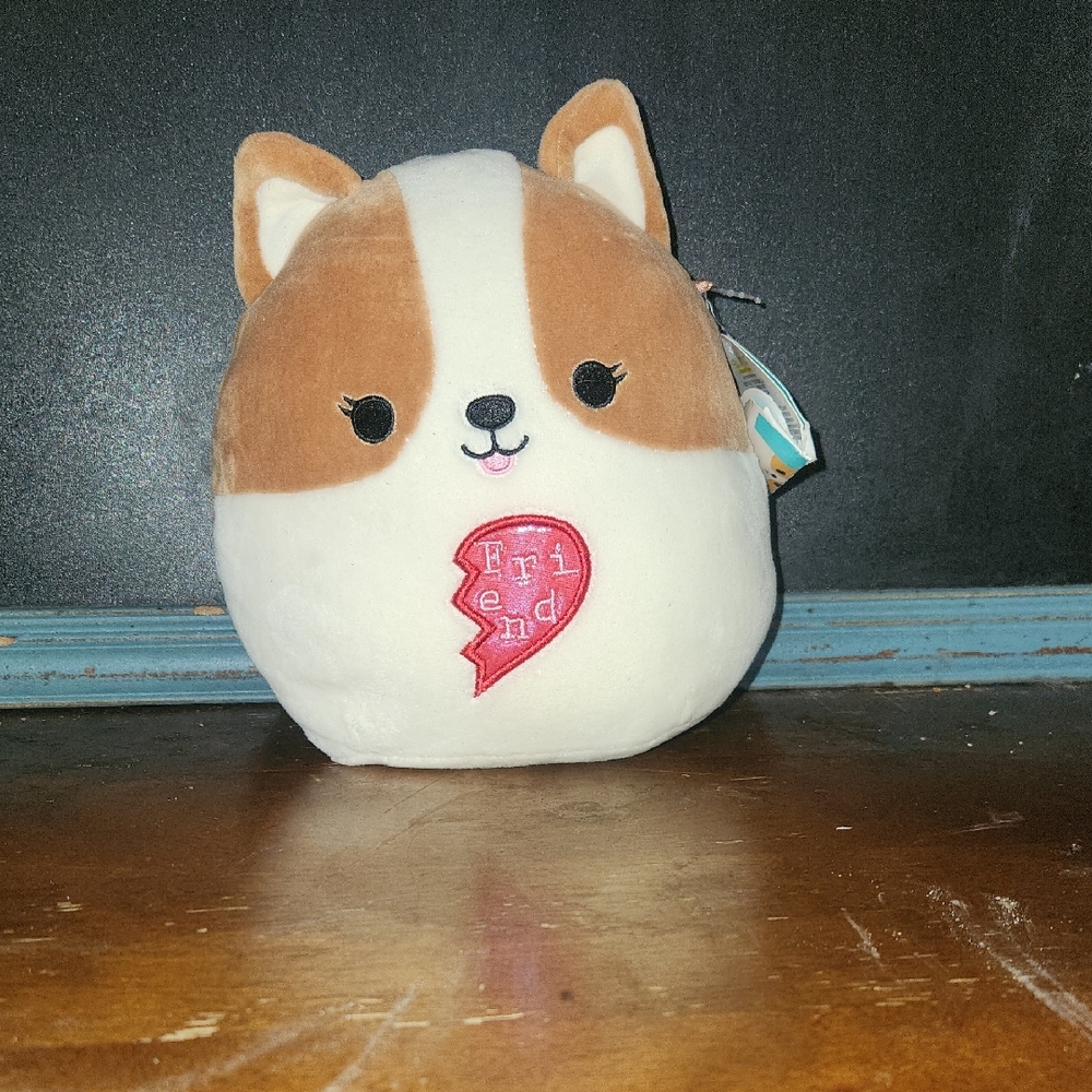 Squishmallow Regina the Corgi Valentine Best Friend Heart Plush 8" NWT Kellytoy